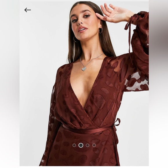 ASOS Tall Brown Wrap Dress - Picture 3 of 6